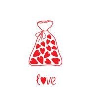 Love bag with hearts inside Card