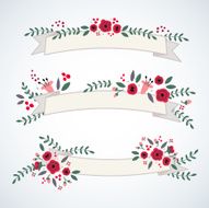 Decorative banners set with vintage flowers