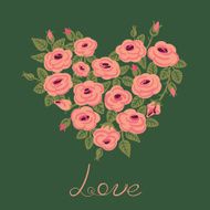 Cute vintage roses arranged in a heart shape N3