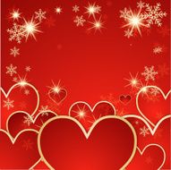 Valentine&#039;s day vector background with hearts and snow