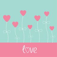 Vector love card Heart flowers Blue and pink