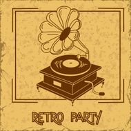 Invitation to retro party with gramophone N2