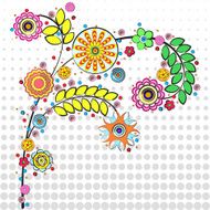 Flowers vector traditional branch of floral blooming N9