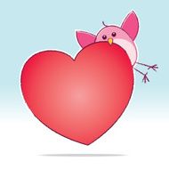Pink Love Bird carrying a Big Red Heart N2