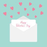 Envelope with hearts Happy Valentines day card N2