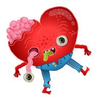 Happy Valentines card with zombie heart