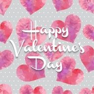 Greeting card with hearts of triangles Vector illustration