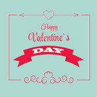 Vector St Valentine Day's Greeting Card in Retro Style Design N3
