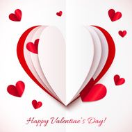 Red and white cutout paper vector heart