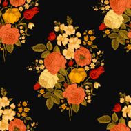 Seamless vector vintage pattern with Victorian bouquet N7