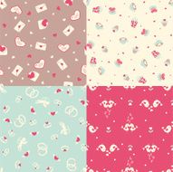 Set of four romantic seamless pattern N2
