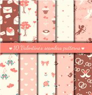 Ten valentines day seamless patterns