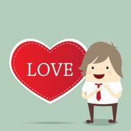 business man with red heart married wedding invitation isolated