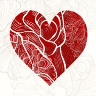 Invitation or greeting card with heart and rose