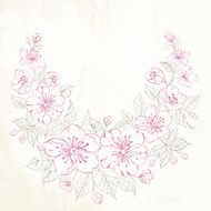 Colored sakura flowers isolated over sepia