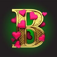 Golden Figure with Hearts b