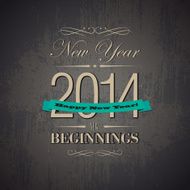 Happy new year 2014 card - ornamental theme design