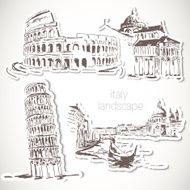 Italy hand drawn landscape in vintage style N3