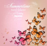 Colorful vintage summer background with butterfly