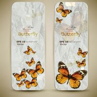Set of vintage banners with butterfly