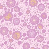 Pink and gold florals seamless pattern background N2