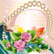 Floral background with roses and butterfly