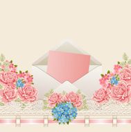 Vintage background with roses Greeting card