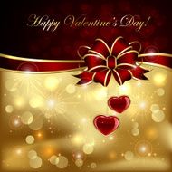 Valentines hearts with red bow
