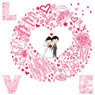 Wedding card with cute groom and the bride N2