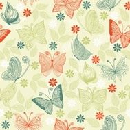 seamless floral background with butterflies N3