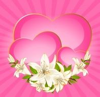 Pink heart with beautiful flowers Vector
