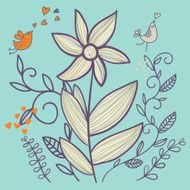 Cartoon flower with birds
