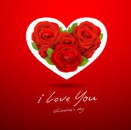 Red rose white heart happy valentine&#039;s day