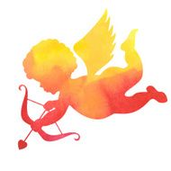 watercolor silhouette of an angel watercolor painting on white background N28