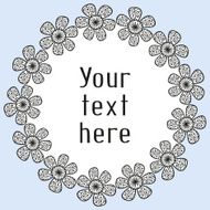 Greeting card with floral wreath in doodling style N2
