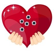 Heart with bullet holes vector illustration