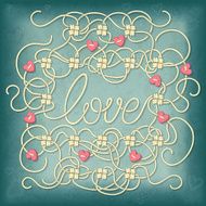 Valentines Day background with ropes knots beads and lettering