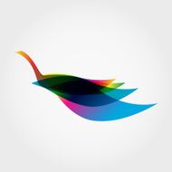 Silhouette of Rainbow Bird Like a Swan Vector illustration