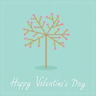 Love tree with hearts and leaves Flat design Valentines day