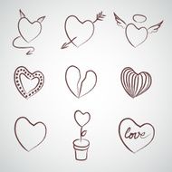 Set of hand drawn hearts N4