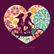 Vector abstract decorative circles couple on tandem bicycle heart silhouette