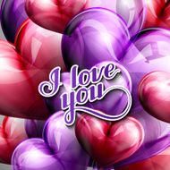 I love you label on balloon hearts background