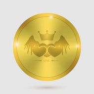 icon heart angel valentines day guarantee of gold metal badges N4