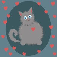 gray kitten on Valentine&#039;s Day