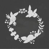 Beautiful floral wreath illustration on a blackboard background N3