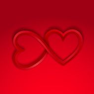 Shape of two endless red hearts