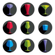 Colorful drinking glasses collection Set of alcohol goblets