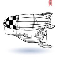 Steampunk vintage hot air balloon hand drawn vector illustration N6