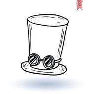 steampunk top hat and brass goggles hand drawn vector illustration N2