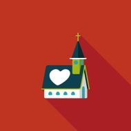 wedding church flat icon with long shadow eps10 N51